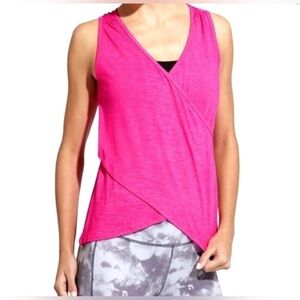 NWOT ATHLETA HOT PINK Odyssey Faux Wrap Tank Top SZ M